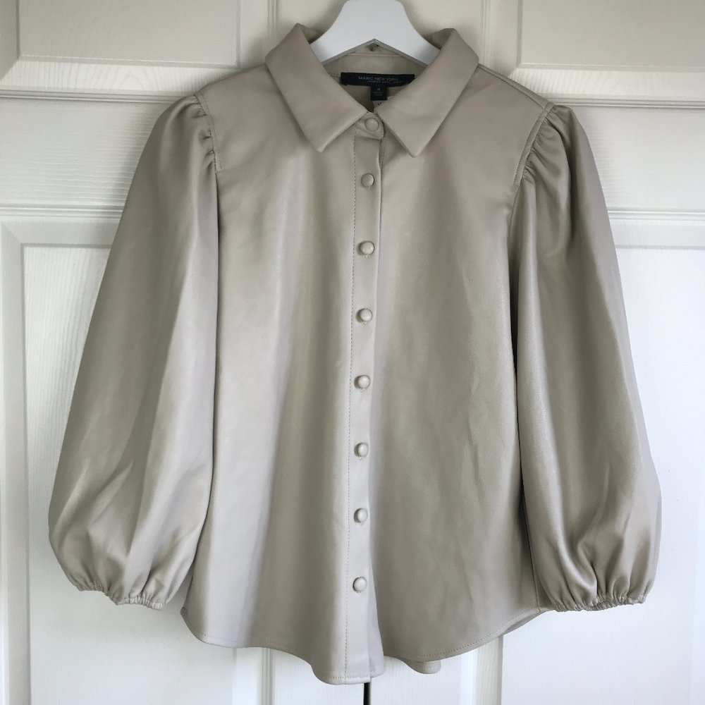 Marc New York Andrew Marc Faux Leather Puff Sleeve